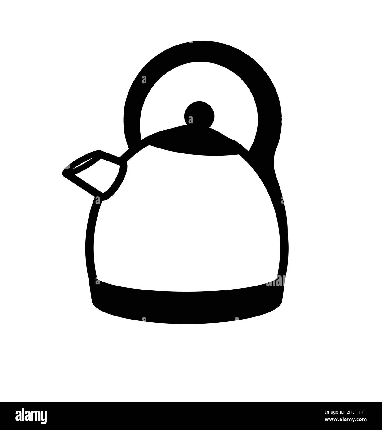 modern kettle black and white cartoon outline illustration icon vector isolated on white background Stock Vector
