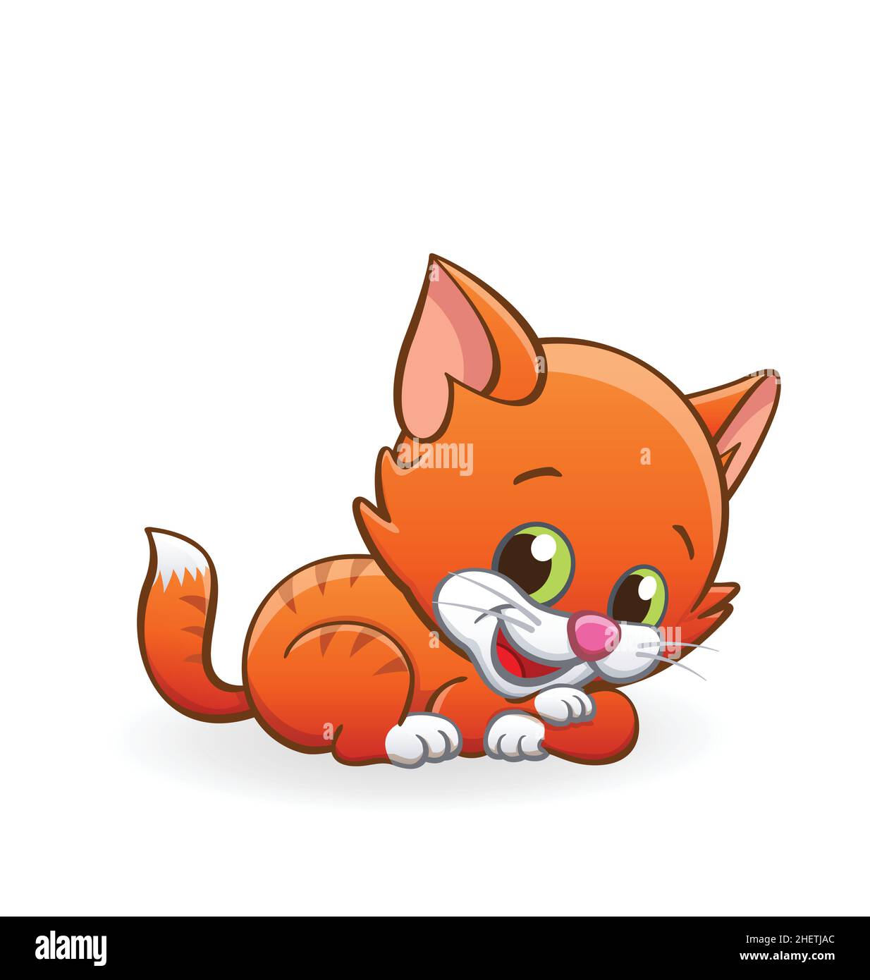 Red Cat cute funny character in doodle cartoon style. Ginger