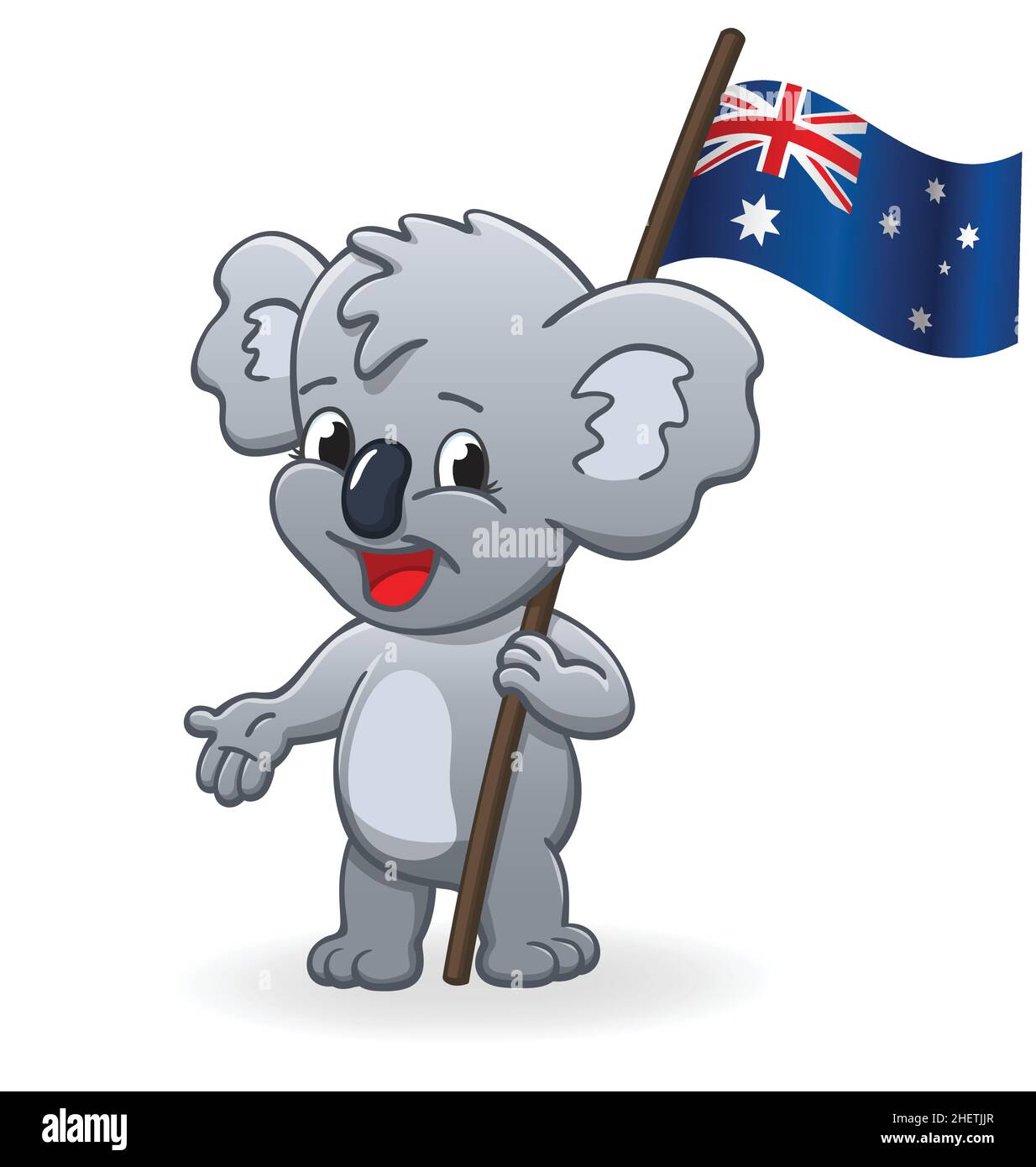 Cute smiling happy cartoon koala character holding Australian flag vector  isolated on white background Stock Vector Image & Art - Alamy