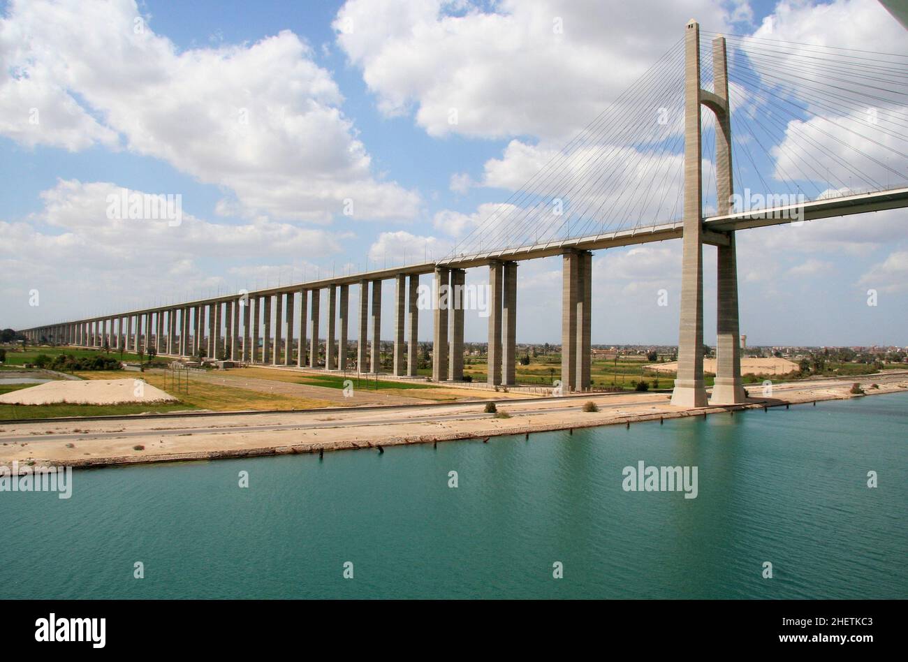 Large bridge over the Suez Canal Stock Photo