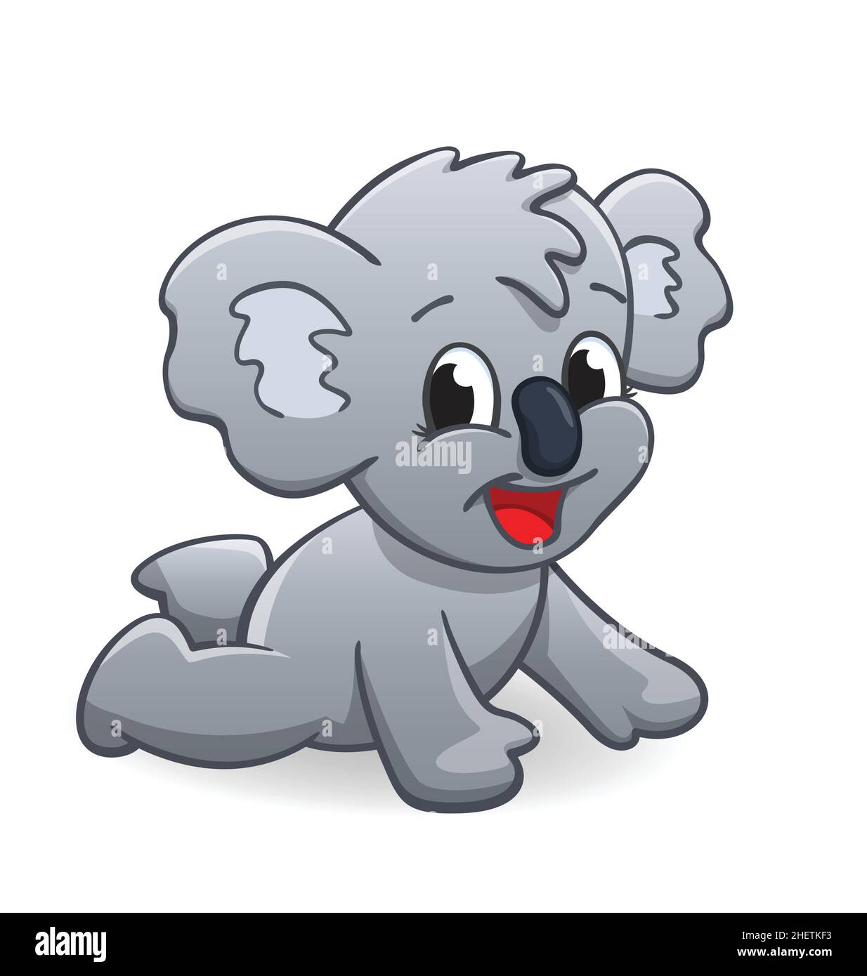 cute cartoon baby infant koala character happy smiling crawling vector isolated on white