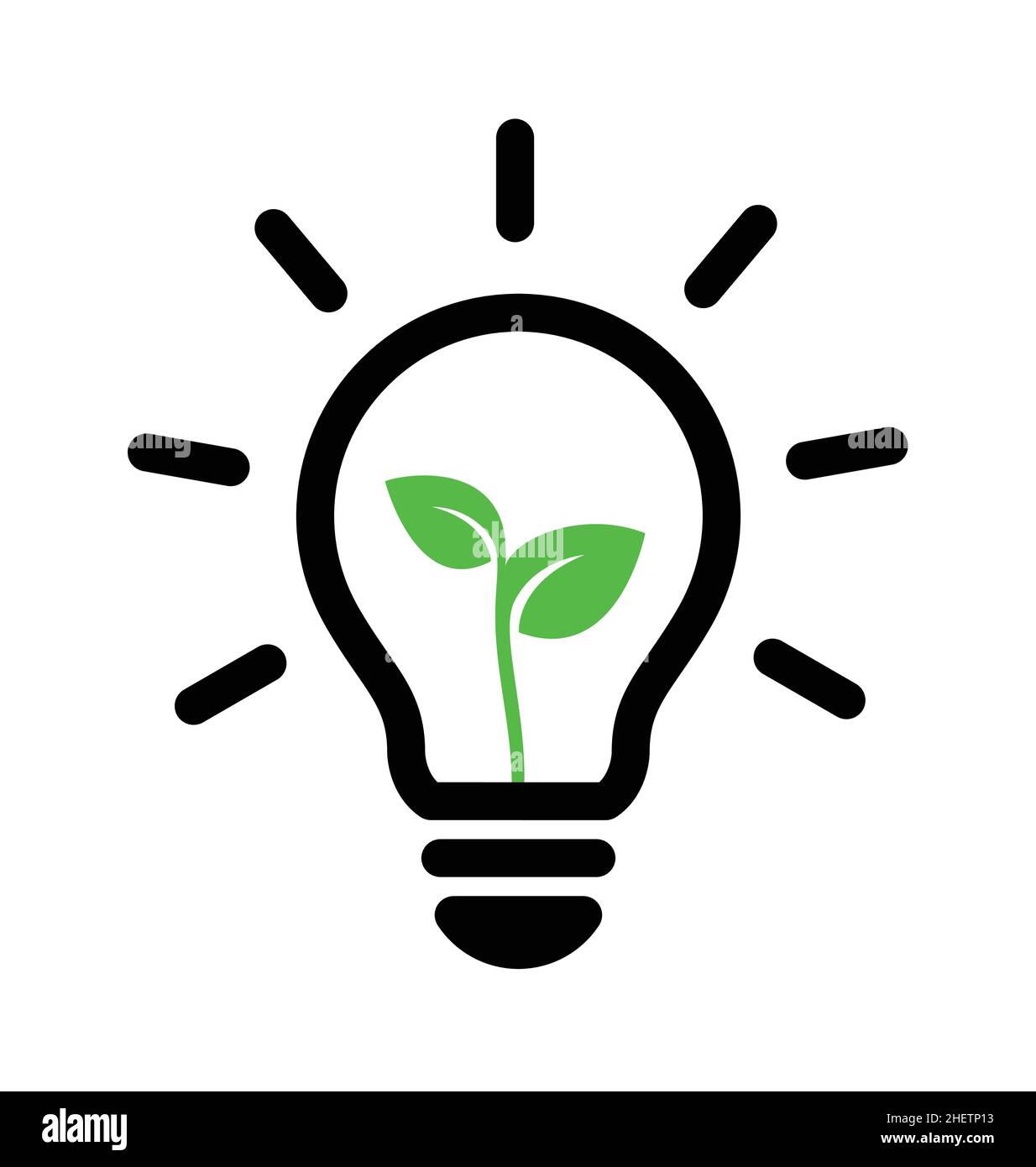 light bulb globe with seedling leaves simple linework green renewable ...