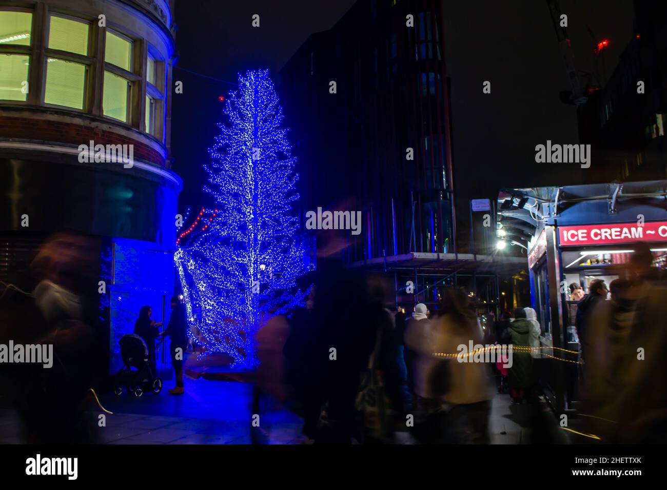 SOUTH MOLTON STREET, LONDON, ENGLAND- 14 November 2021: Christmas lights on South Molton Street in 2021 Stock Photo