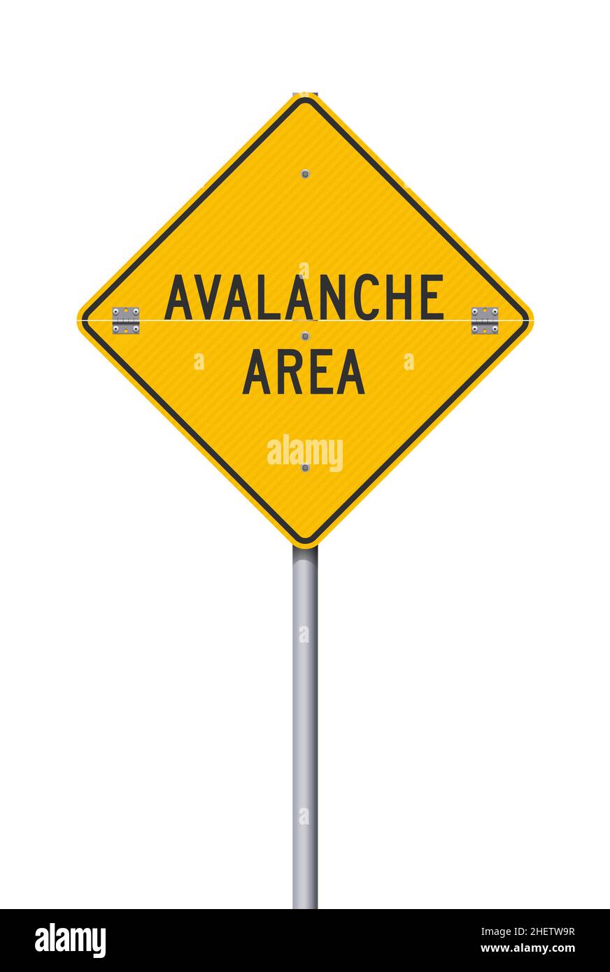 Vector illustration of the avalanche area yellow road sign Stock Vector