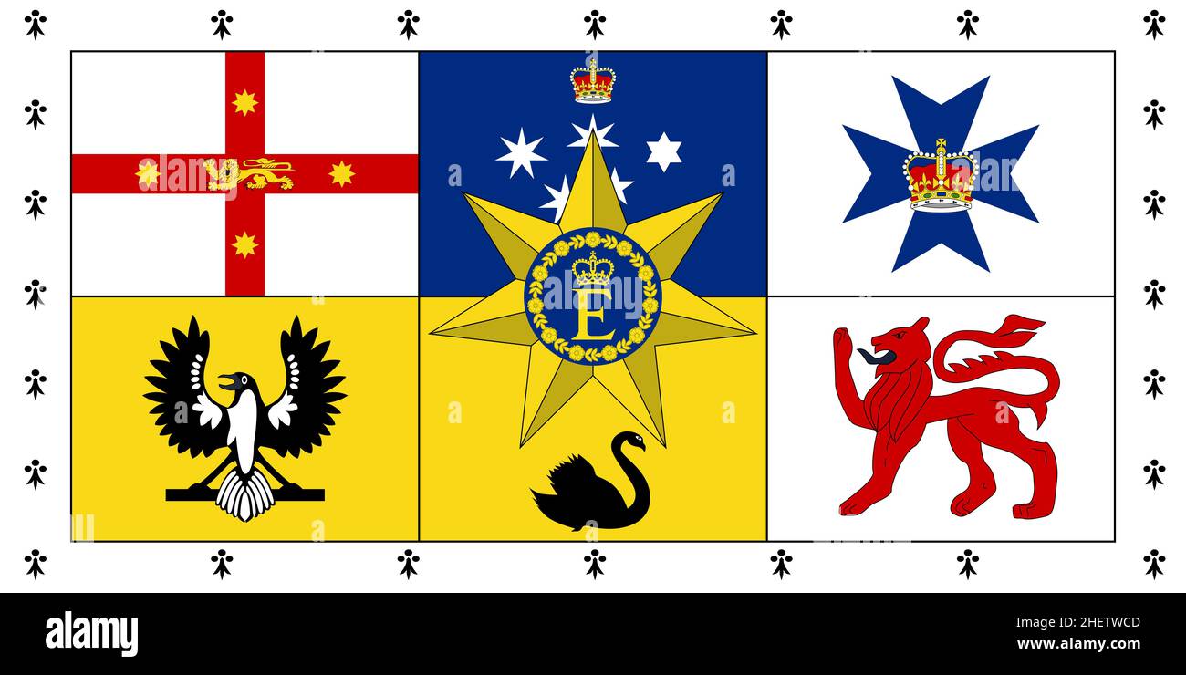 Top view of flag Royal Standard of Australia, Australia. Australian