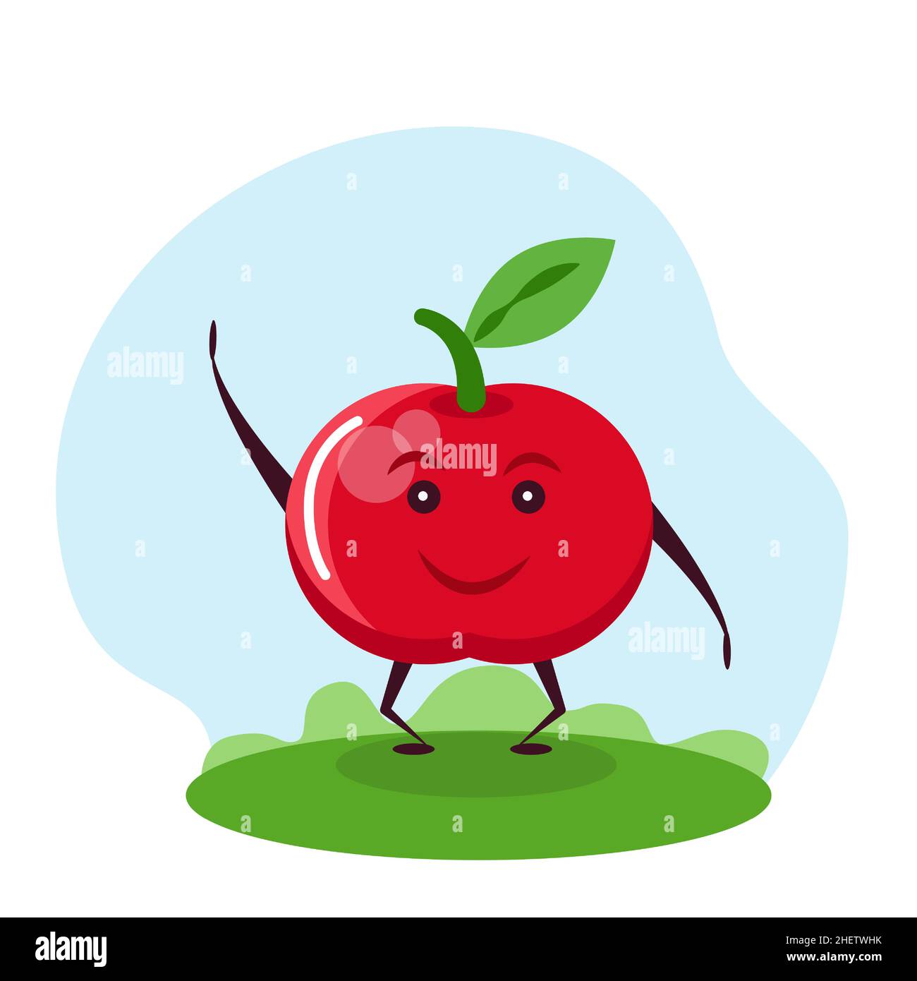 Funny apple character. Vector illustration in cartoon style for children. Stock Vector