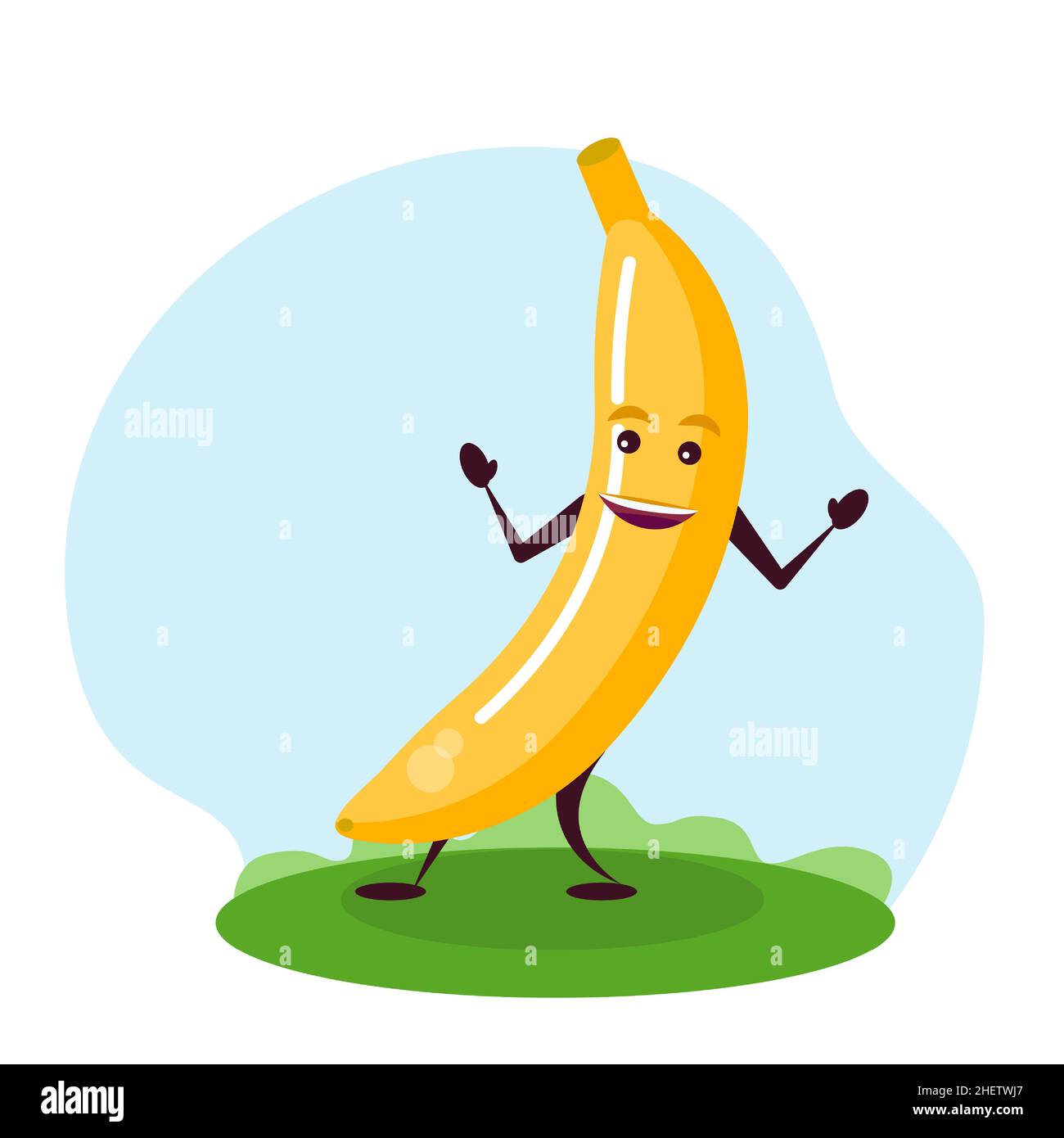 Funny banana character. Vector illustration in cartoon style for children. Stock Vector