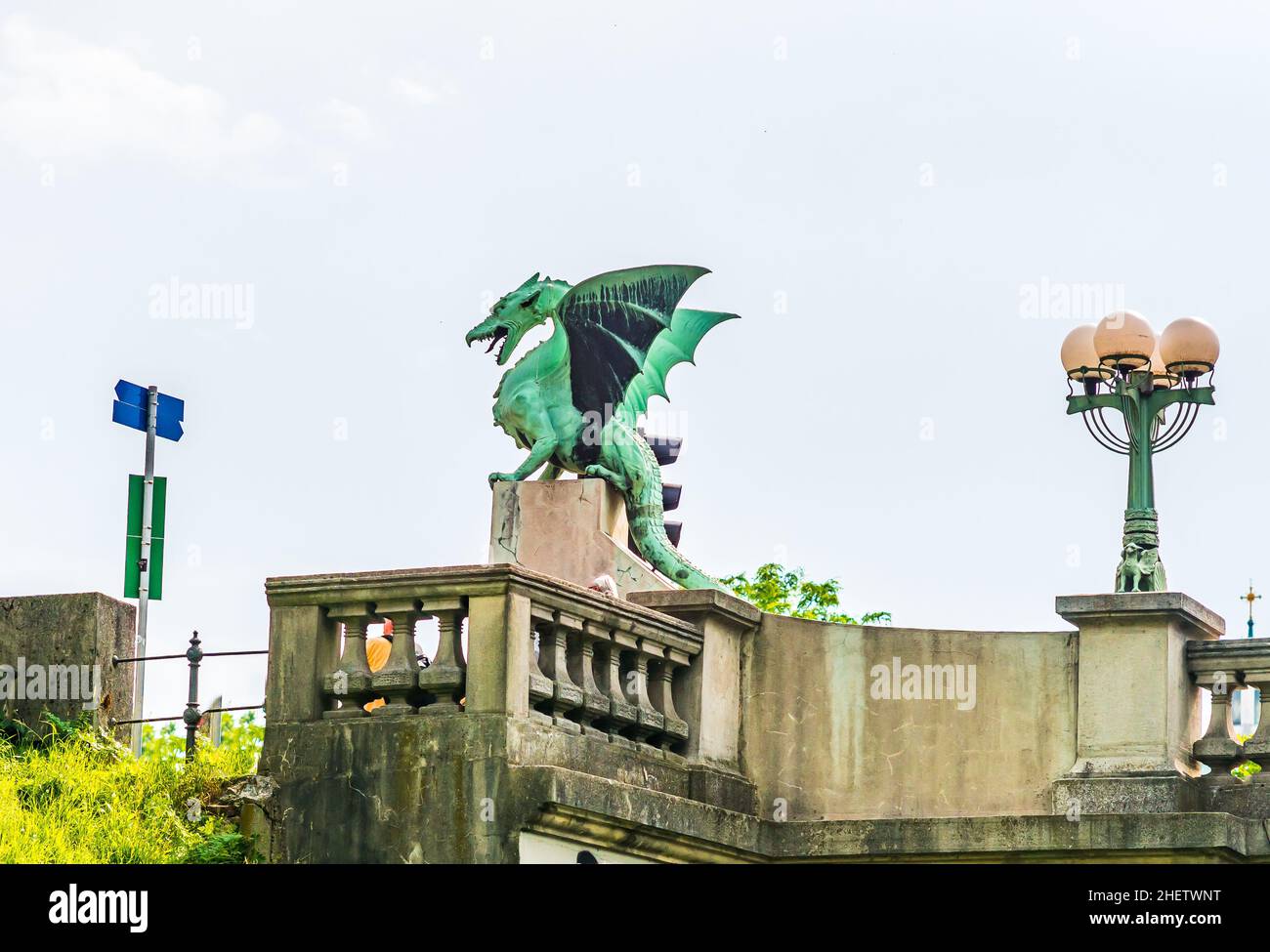 Ljubljana copper dragon on the bridge city symbol Stock Photo Alamy