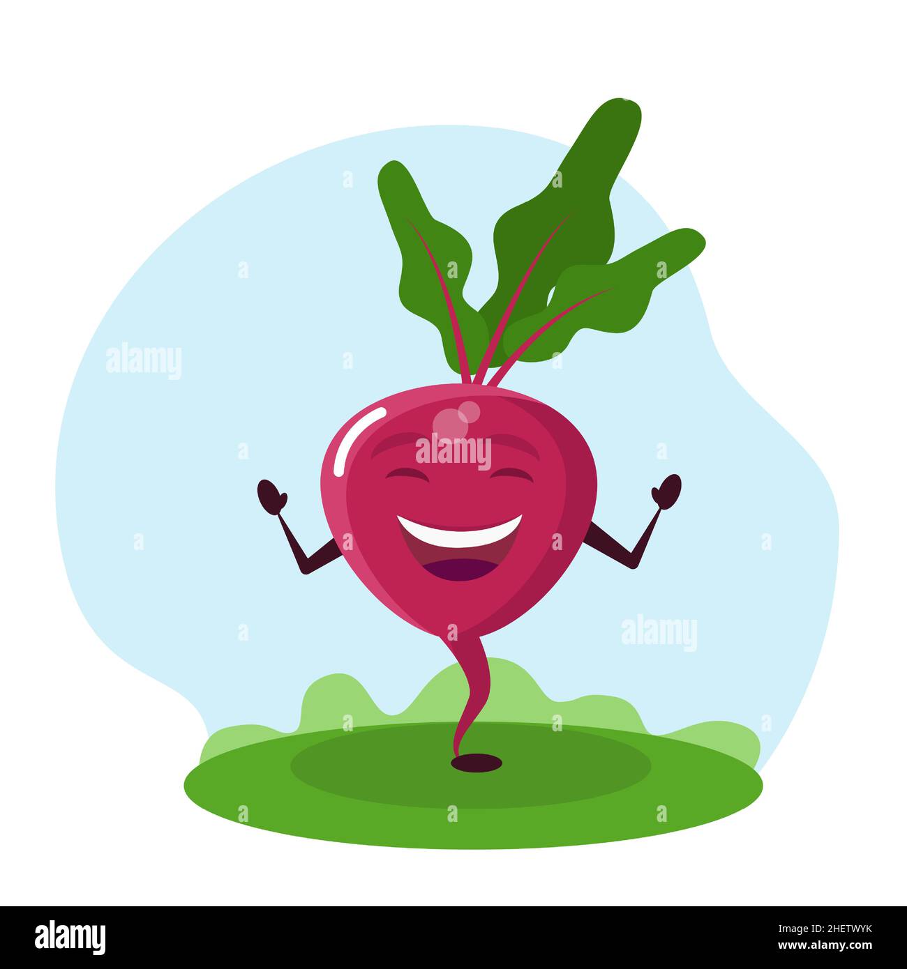 Funny beet character. Vector illustration in cartoon style for children. Stock Vector