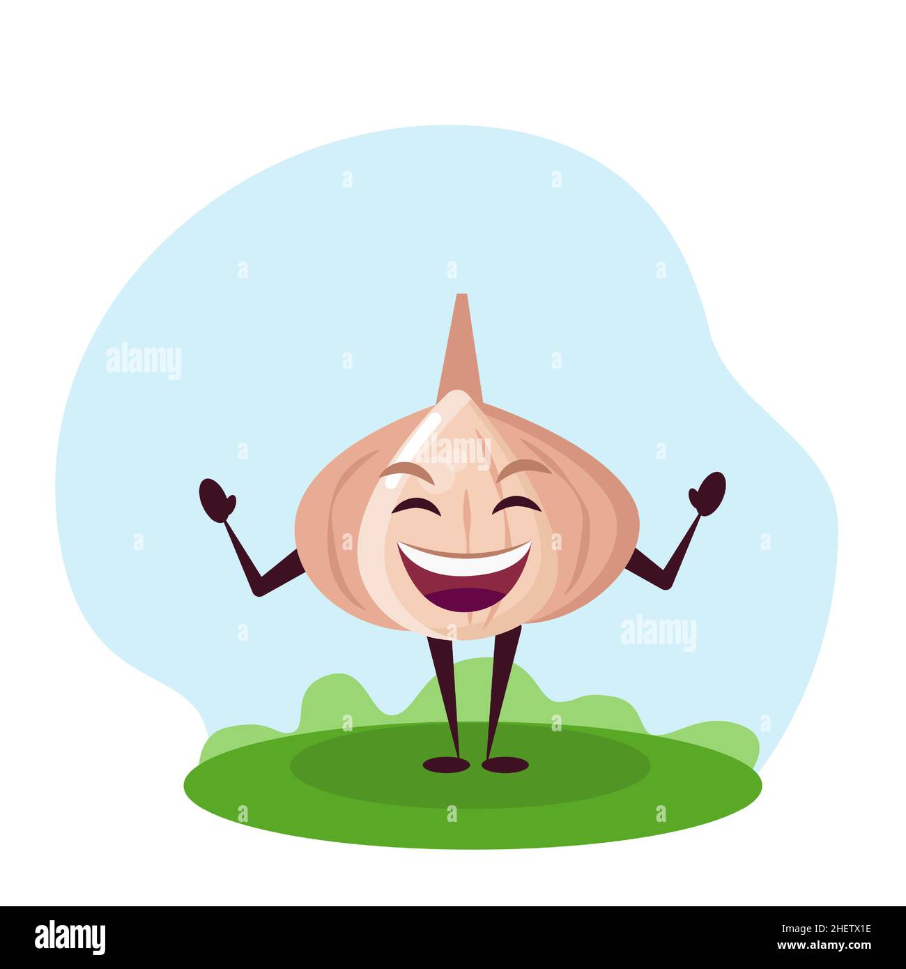 Funny garlic character. Vector illustration in cartoon style for children. Stock Vector
