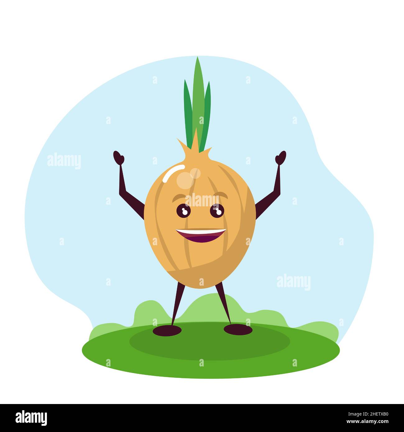 Funny onion character. Vector illustration in cartoon style for children. Stock Vector