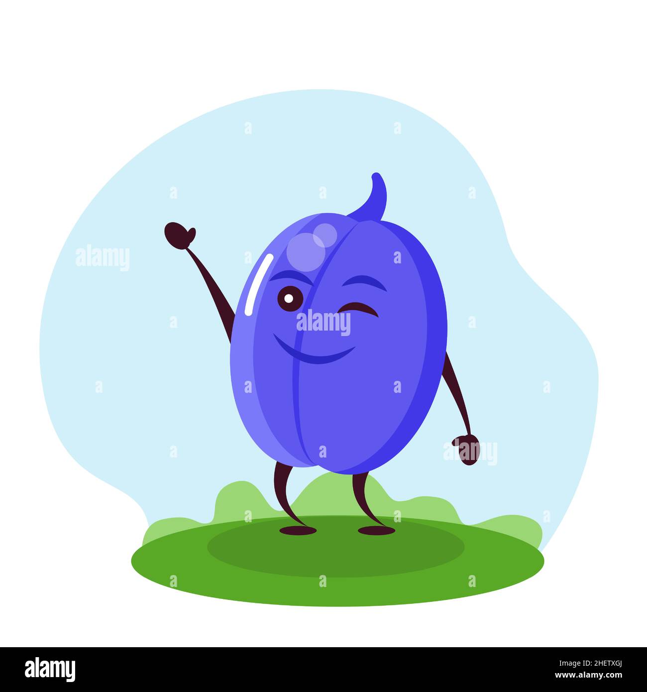Funny plum character. Vector illustration in cartoon style for children. Stock Vector