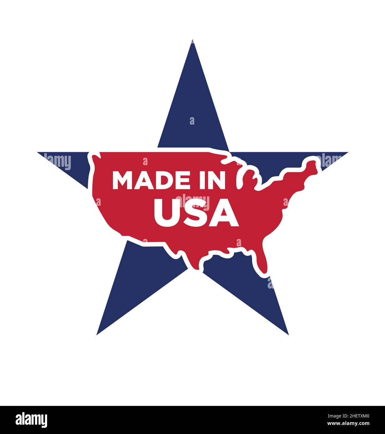 made in america symbol logo label red map on blue star vector isolated