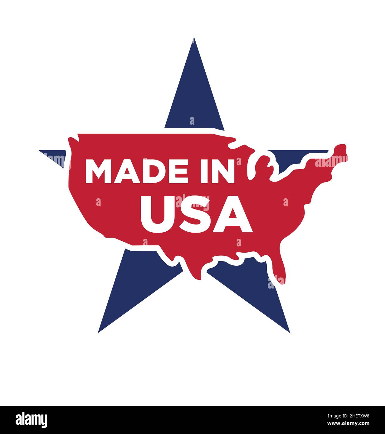 made in america symbol logo label red map on blue star vector isolated