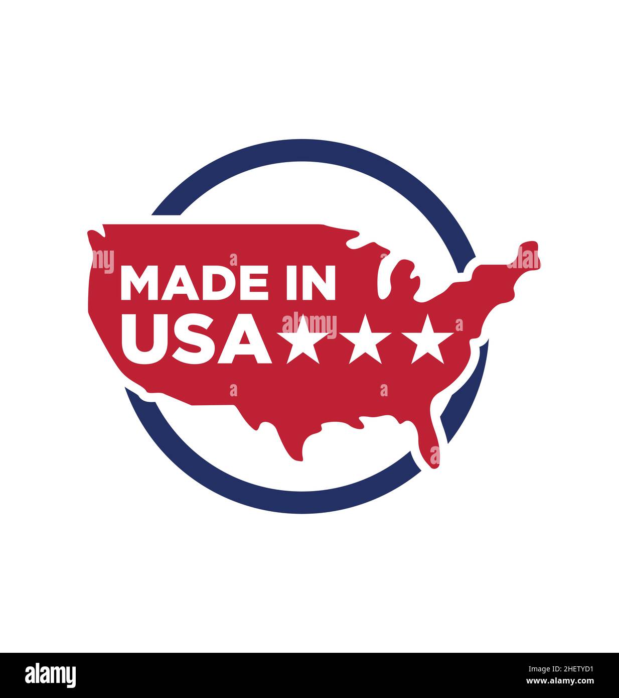 made in america usa symbol logo label red blue white vector isolated on