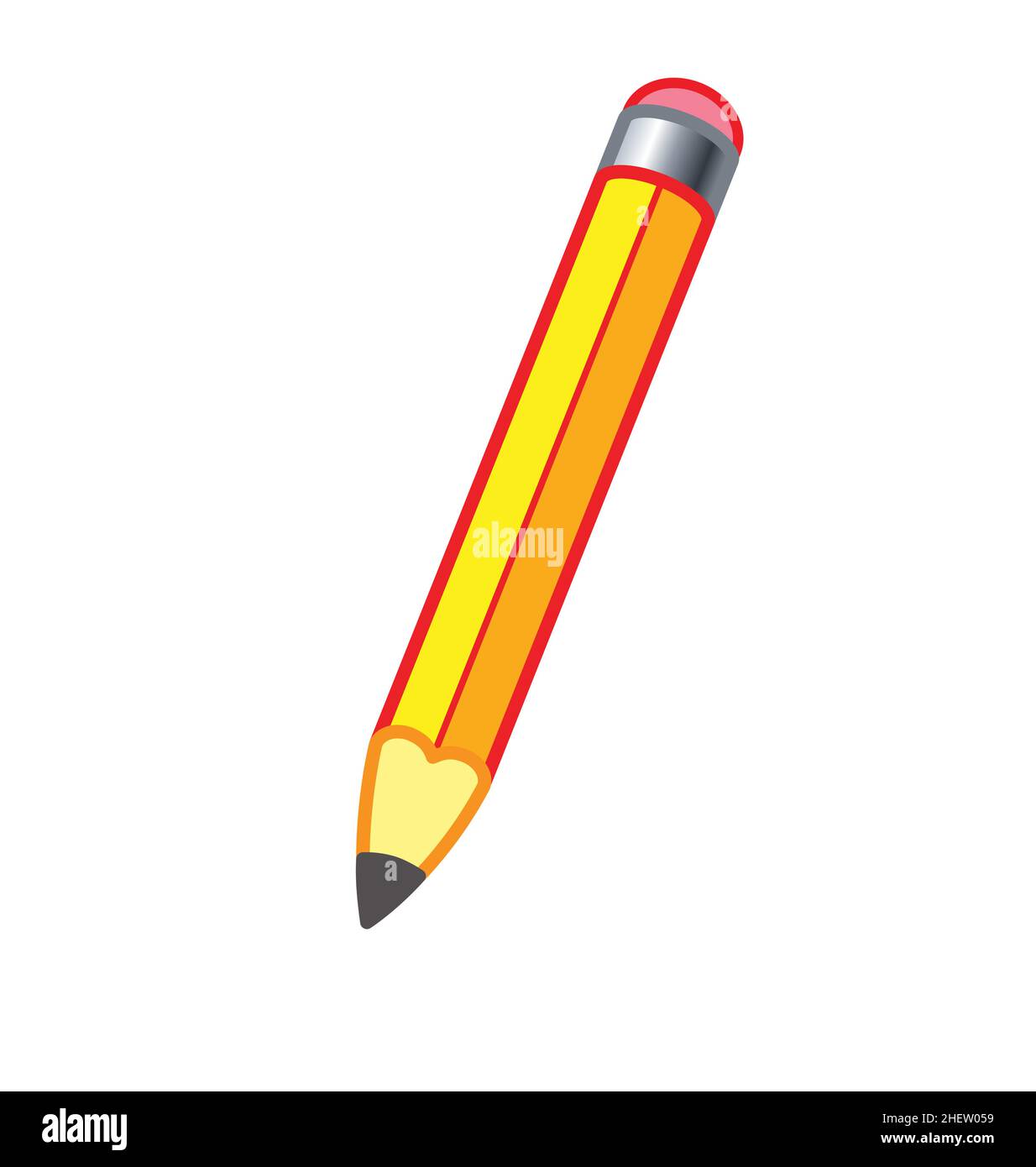 cartoon lead pencil with eraser vector isolated on white background