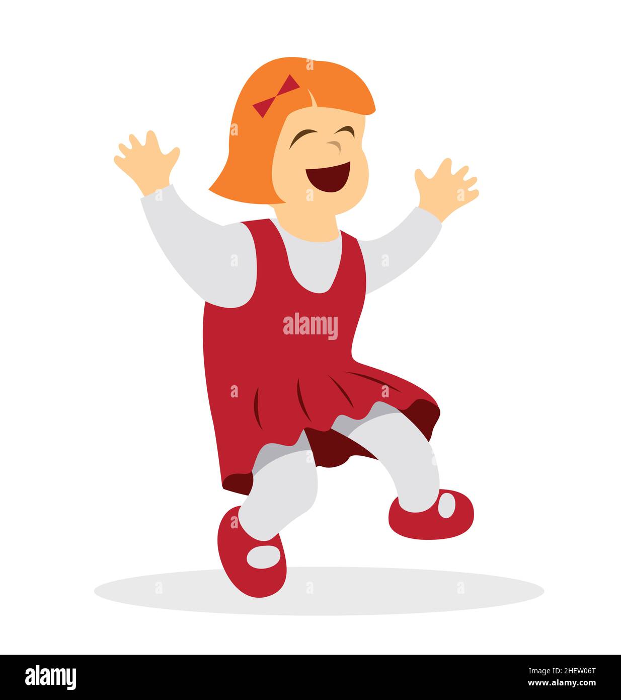 cartoon happy laughing young little girl with red dress character flat  simplified simple vector isolated on white background Stock Vector Image &  Art - Alamy