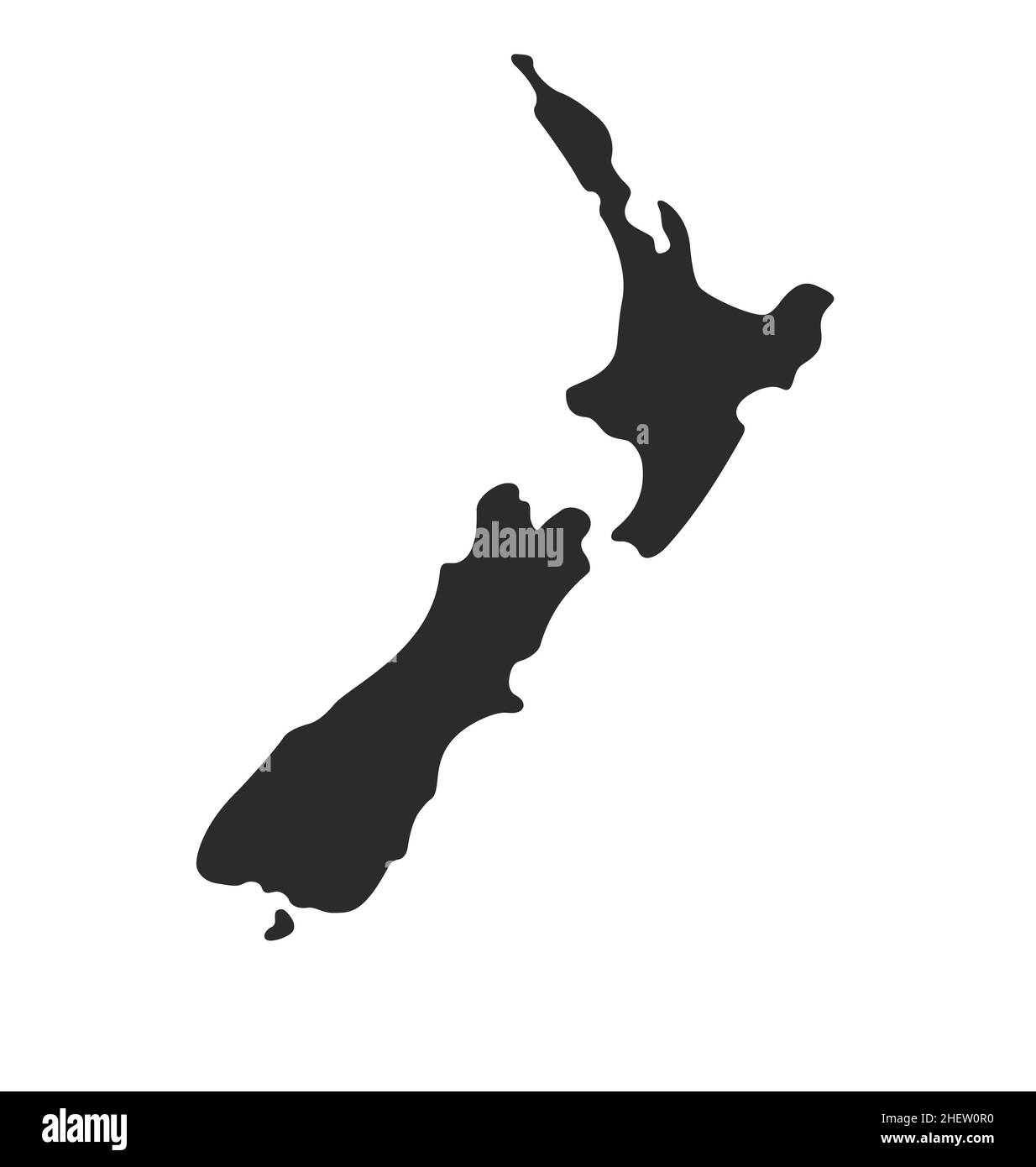 new zealand map shape simplified silhouette vector isolated on white background Stock Vector