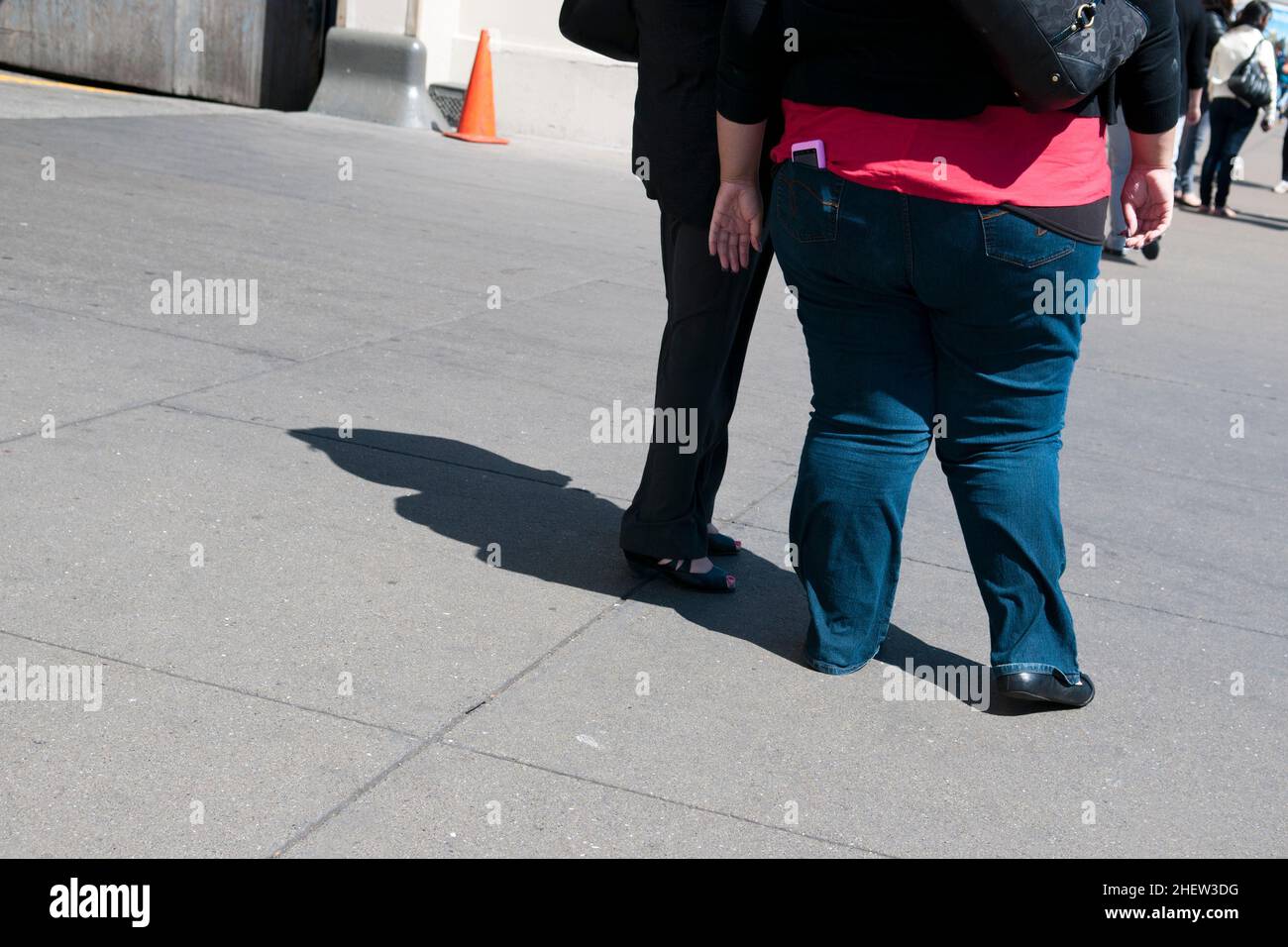 back of a young Bariatrics female person with fat bottom Stock Photo
