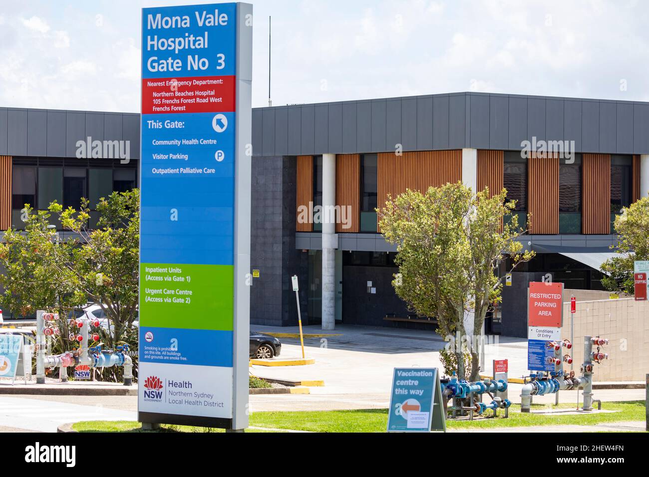 Mona Vale Hospital building and entrance signage, Sydney northern