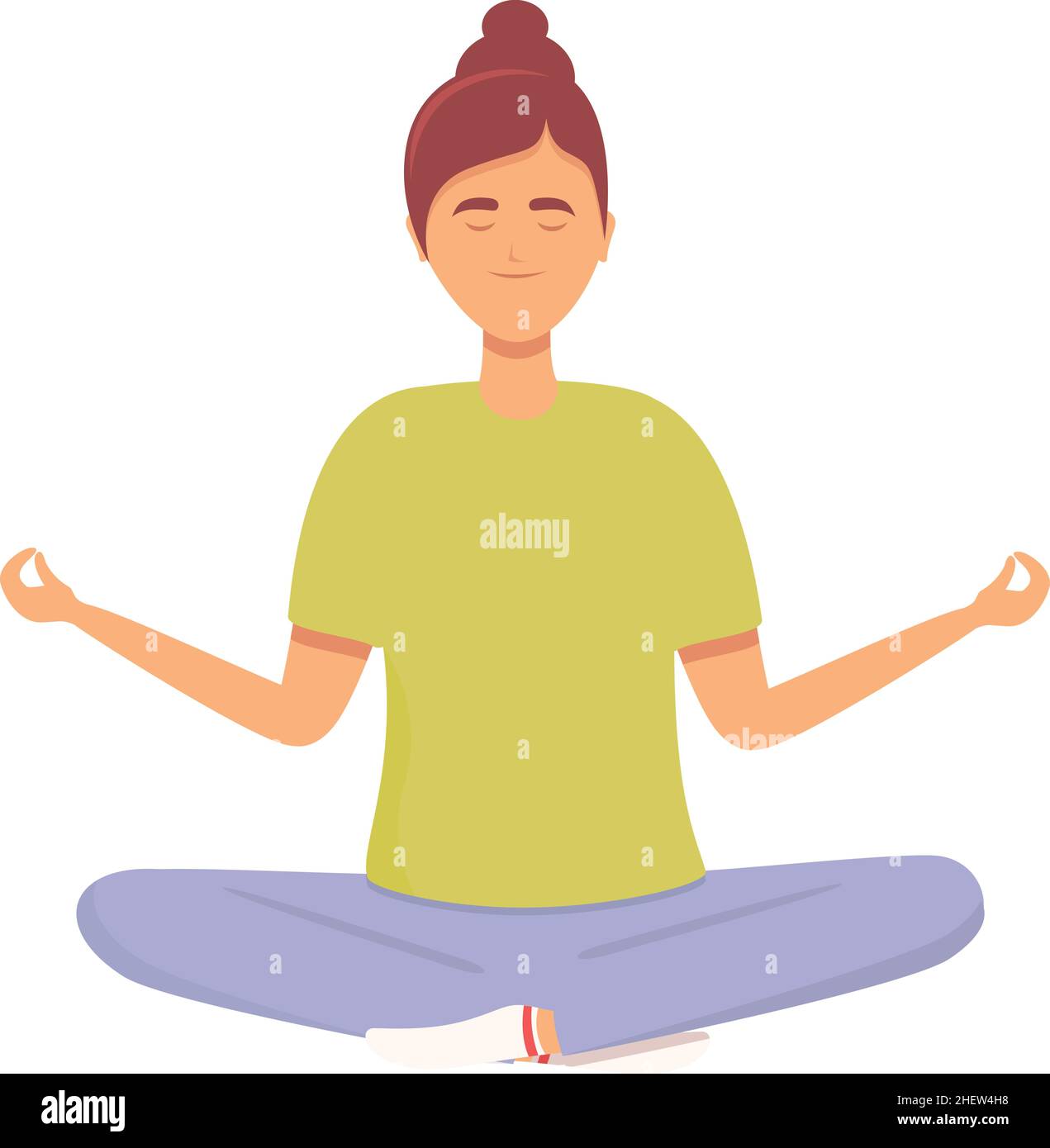 Healthy meditation icon cartoon vector. Woman relax. Zen calm Stock