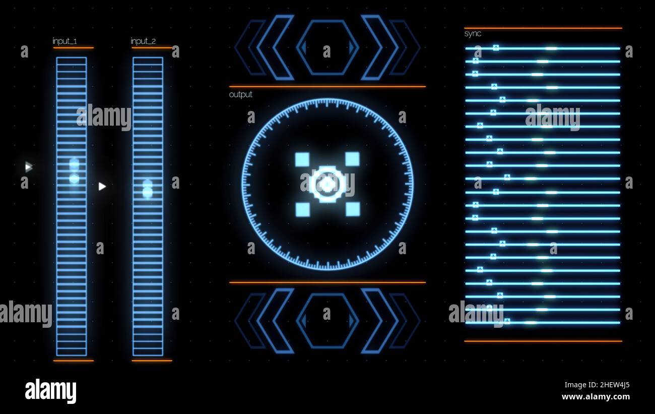 Cold blue futuristic interface of a modern computer program, detailed ...