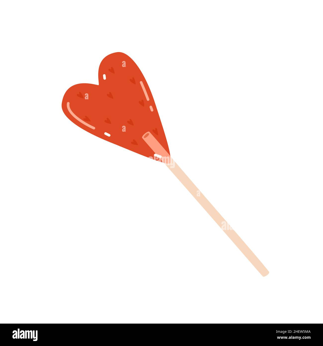 Red heart shaped lollipop. Vector flat illustration Stock Vector Image