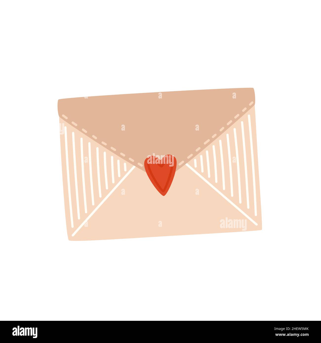 Kraft paper envelope with love Letter. Vector flat illustration Stock