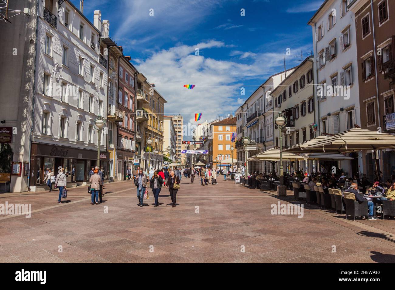 RIJEKA, CROATIA - MAY 23, 2019: Korzo pedestrian street in Rijeka, Croatia Stock Photo