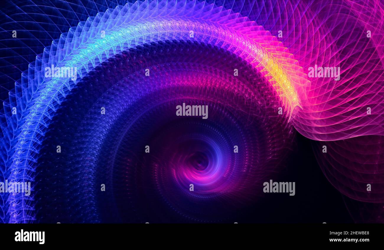 Abstract technology background - part of neon glowing spiral Stock Photo