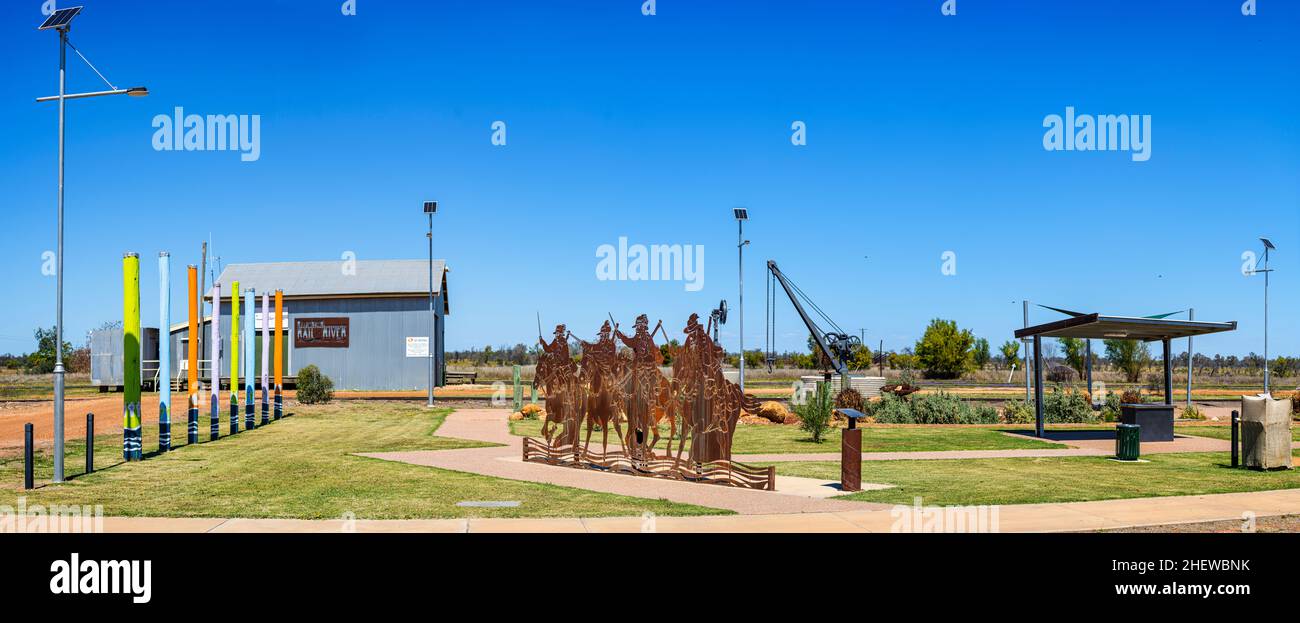 Railway Park with War Memorial, Dirranbandi, Queensland Australia Stock