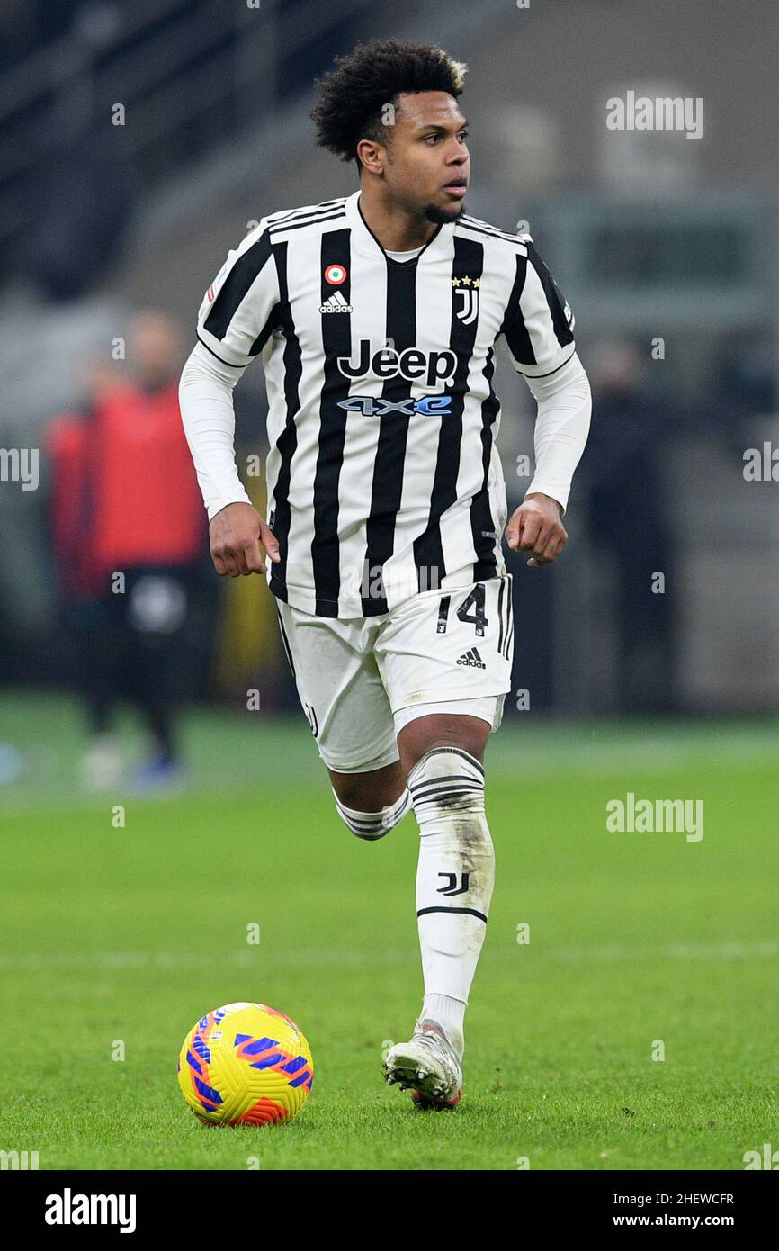 Milan, Italy. 12th Jan, 2022. Weston Mckennie of Juventus FC during the Italian SuperCup Final match between FC Internazionale and Juventus FC at Stadio Giuseppe Meazza, Milan, Italy on 12 January 2022. Credit: Giuseppe Maffia/Alamy Live News Stock Photo