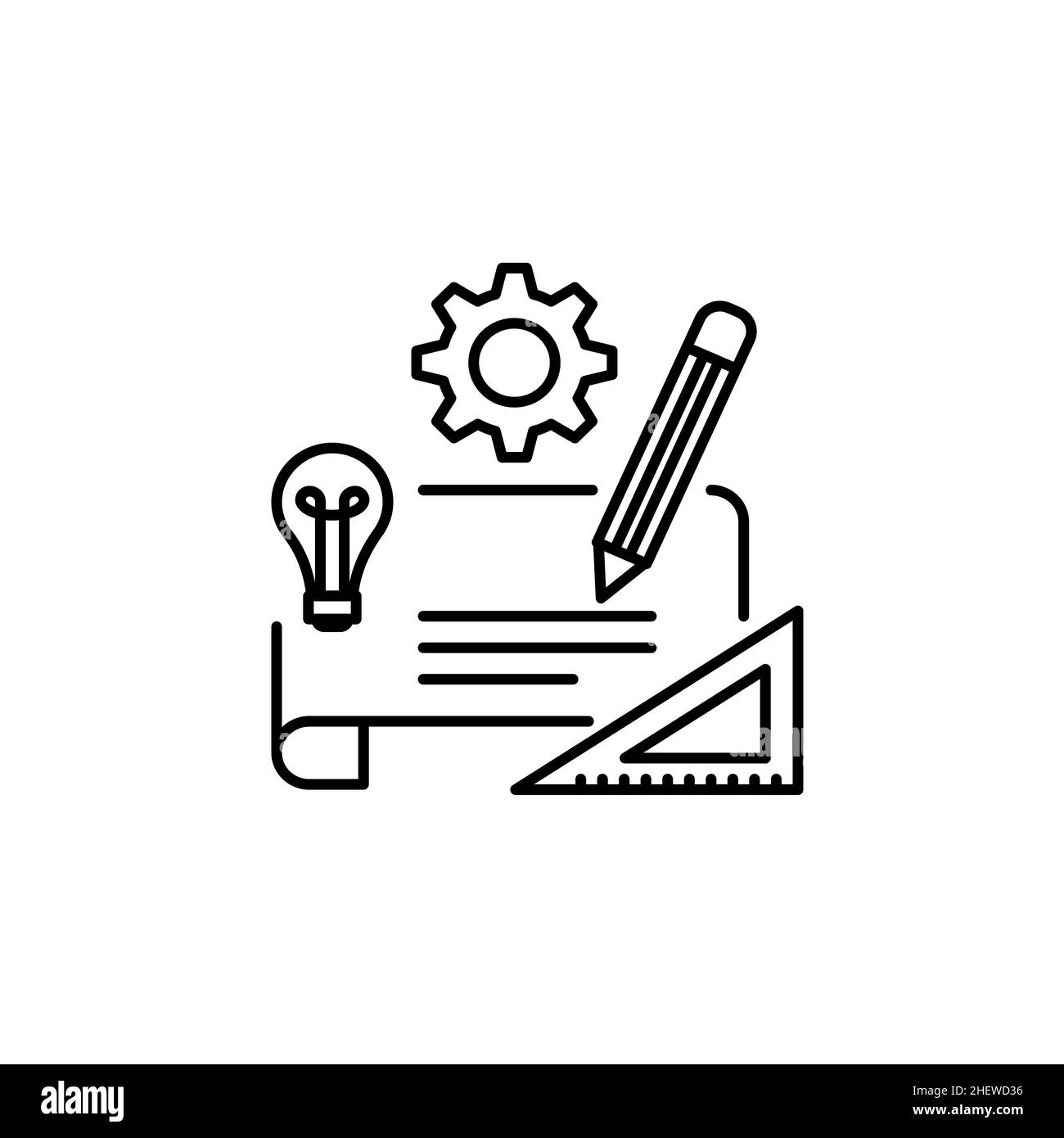 Paper and pen line icon for web, mobile and infographics. Vector black ...