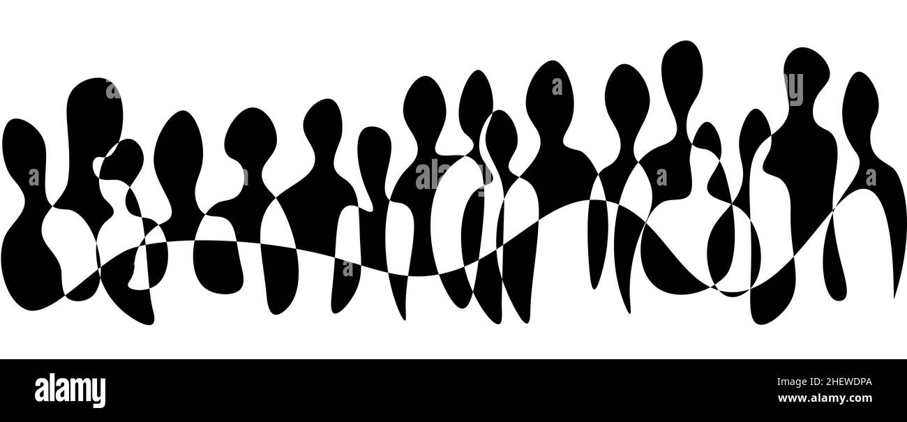 Connected People Silhouettes Abstract background. Creative Concept Idea of Diversity, Social group and contemporary Stock Photo