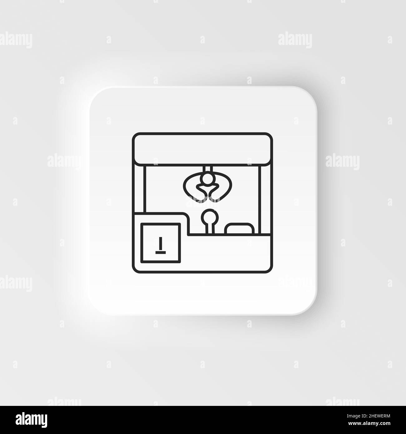 Claw machine, game, retro neumorphic style vector icon. Neumorphism style. Claw machine, game retro neumorphic style vector icon. Neumorphism style on Stock Vector