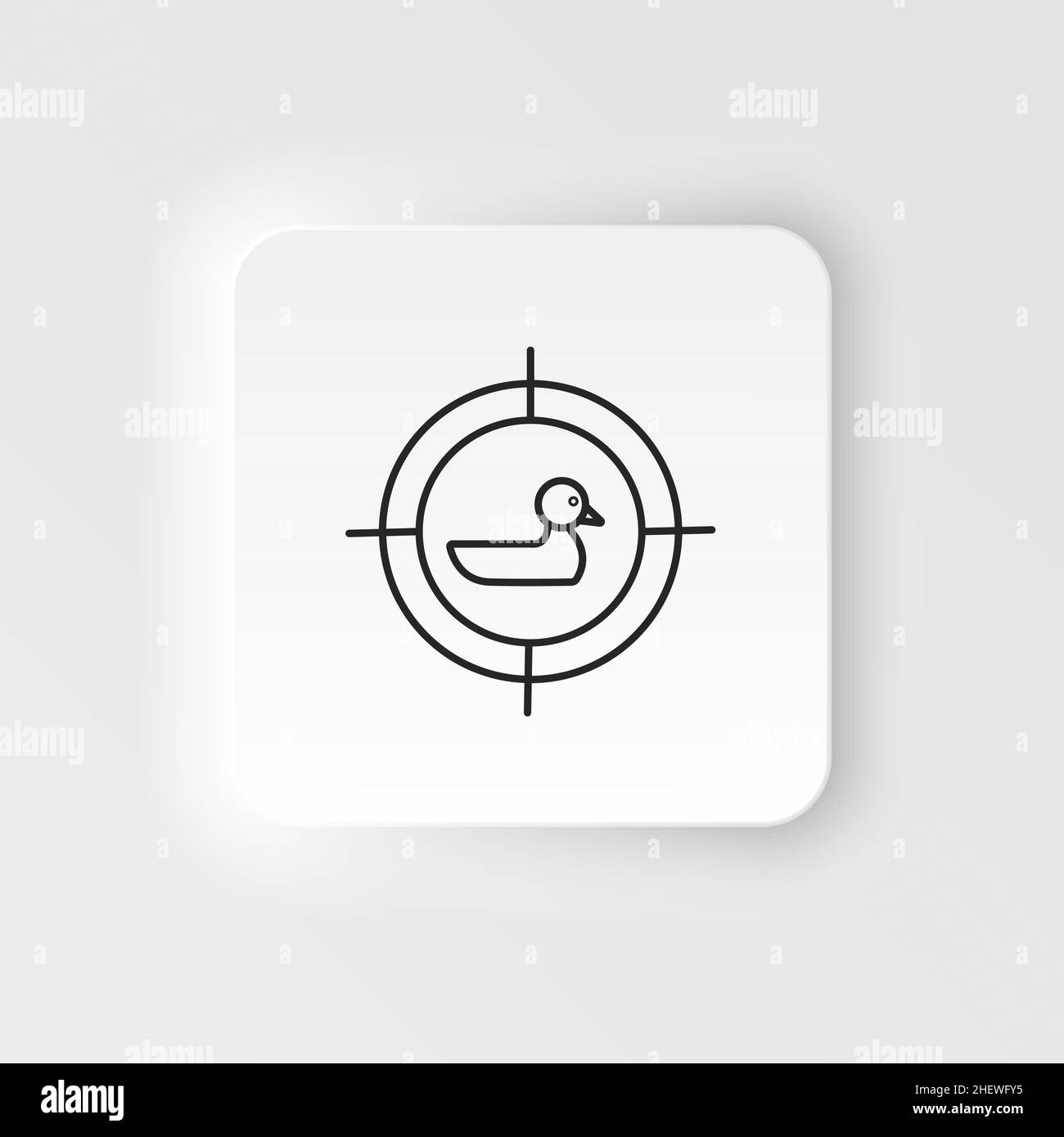 Target, duck, shooting neumorphic style vector icon. Neumorphism style ...