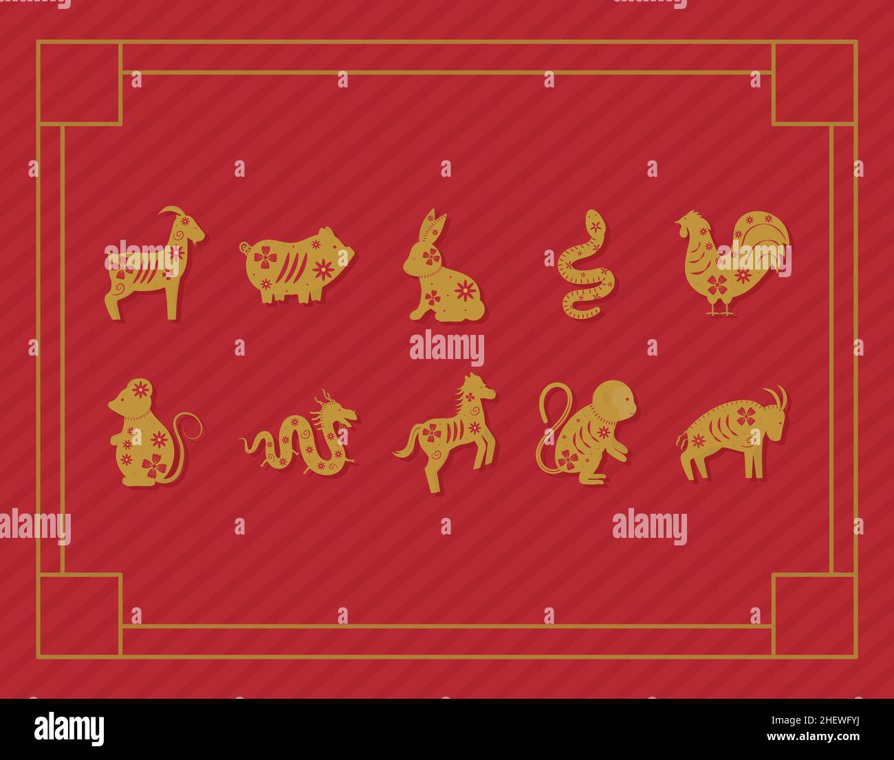 ten-chinese-zodiac-animals-stock-vector-image-art-alamy