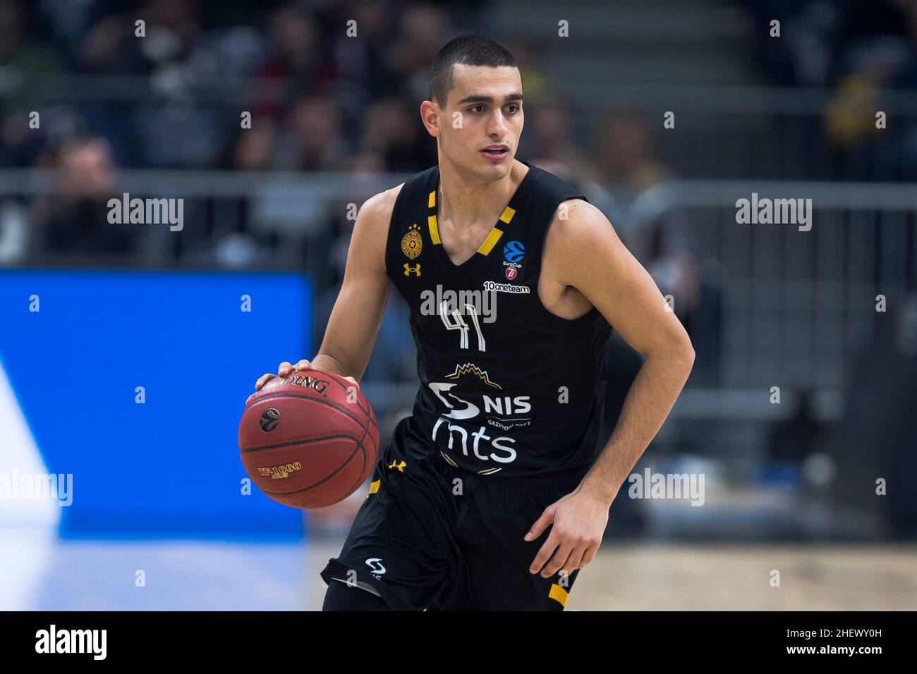 Belgrade, Serbia, 12th January 2022. Yam Madar of Partizan Nis Belgrade  drives to the basket during 2021/2022 EuroCup Regular Season Round 9 match  between Partizan Nis Belgrade vs Dolomiti Energia Trento in