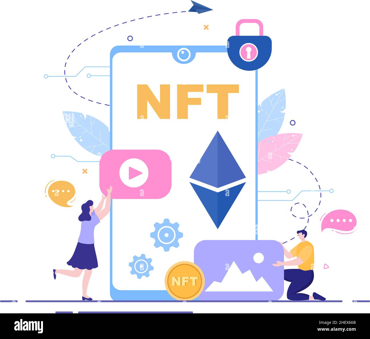 NFT Non Fungible Token Crypto Art of Converting Into Digital Network ...