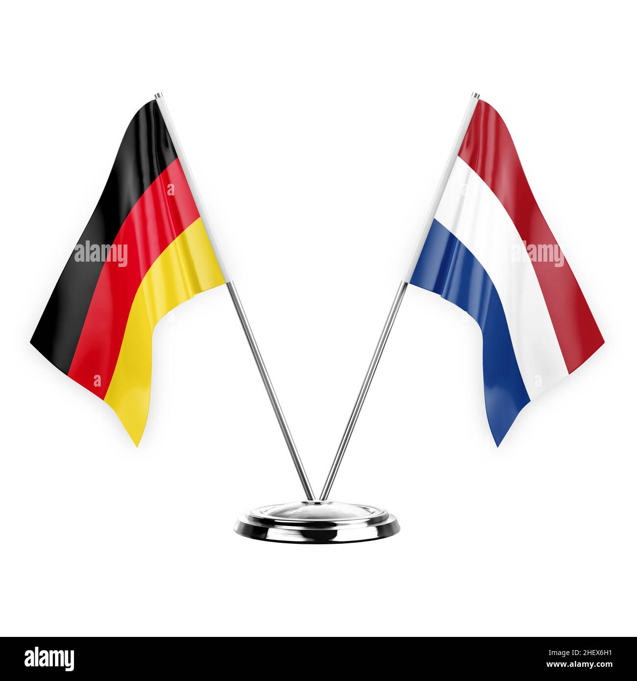 Two table flags isolated on white background 3d illustration, germany ...