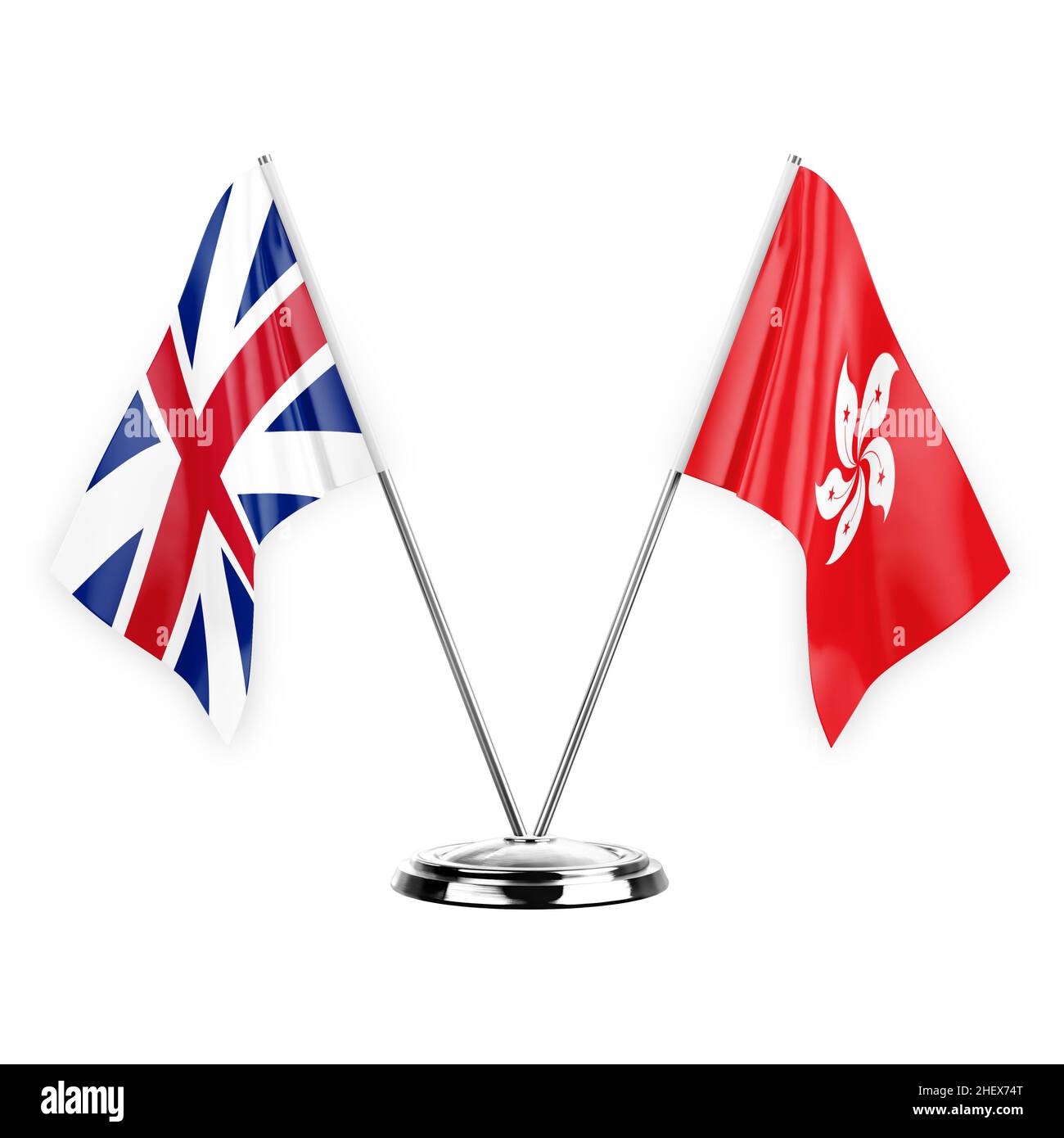 Two table flags isolated on white background 3d illustration, great ...