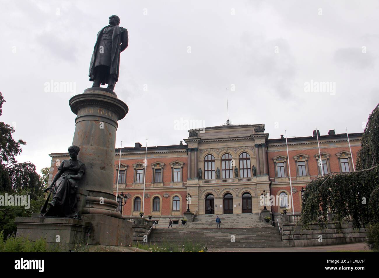 Statue of Erik Gustaf Geijer, historian and the Uppsala University's official of 19th century, in front of the University Hall, Uppsala, Sweden Stock Photo