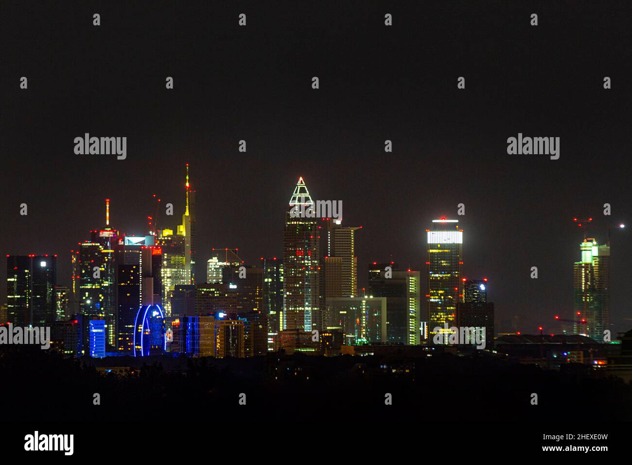 skyline of Frankfurt by night with skyscraper Stock Photo - Alamy
