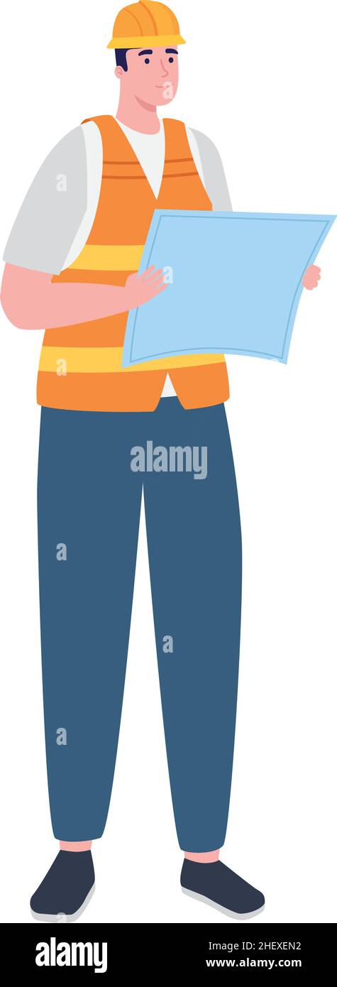 engineer man with blueprint Stock Vector Image & Art - Alamy