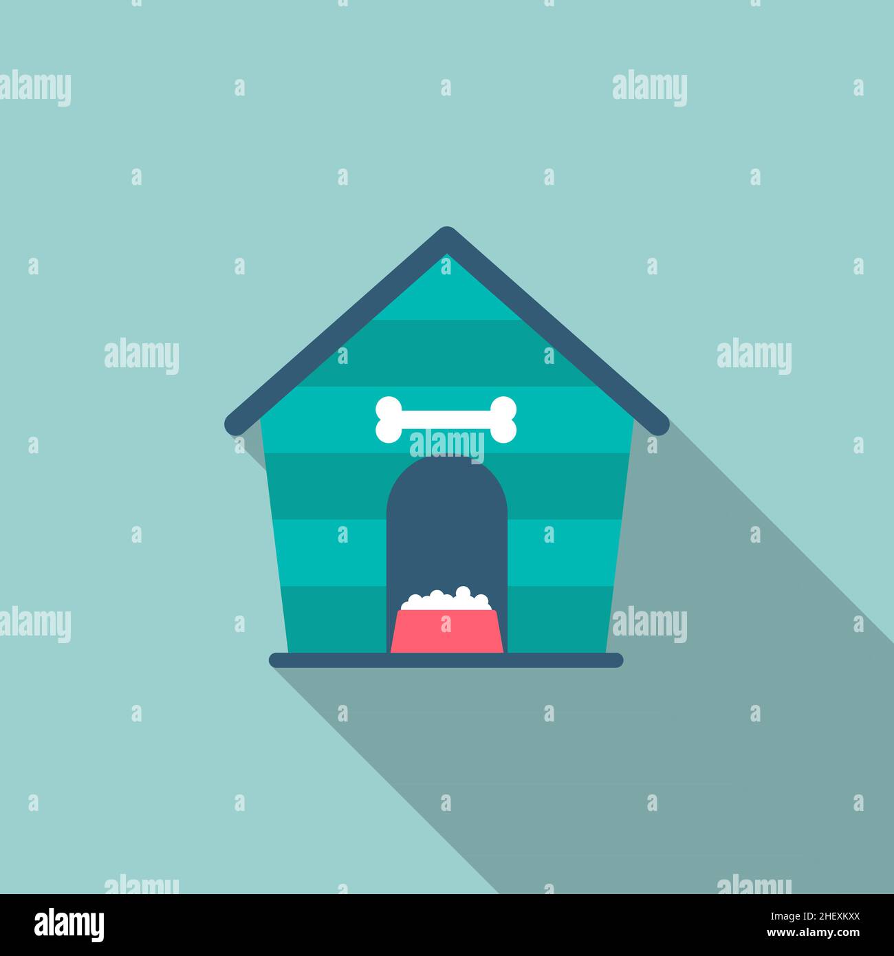 Dog house icon , Vector flat long shadow design. Stock Vector