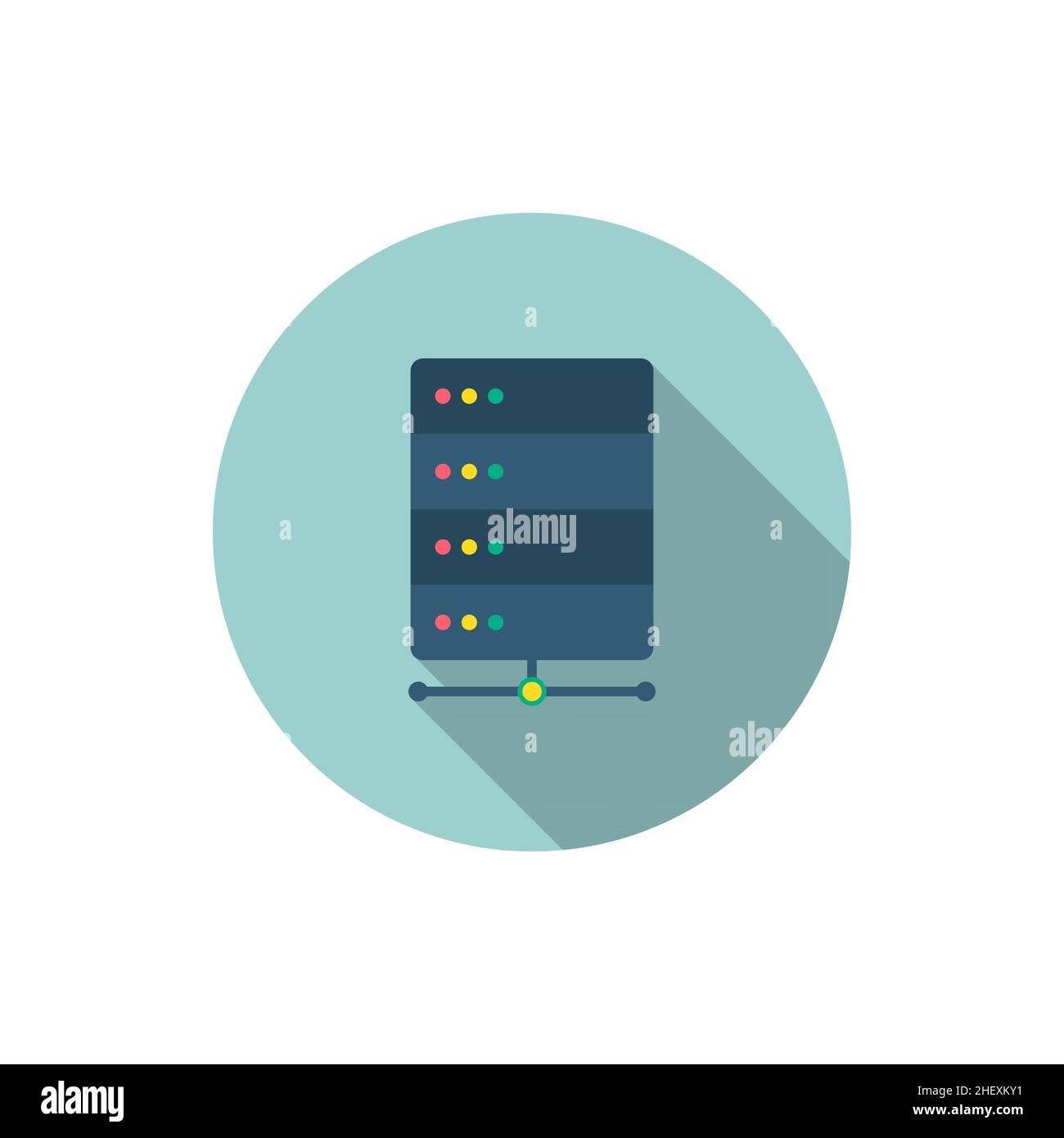 Data base flat icon with long shadow on blue circle background , vector illustration , eps10 Stock Vector
