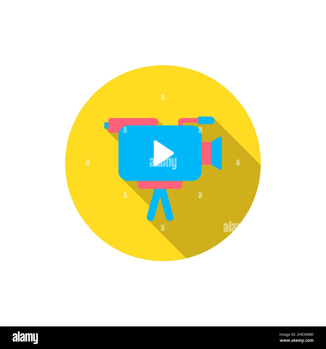 Video recorder icon , Vector flat long shadow design. Stock Vector