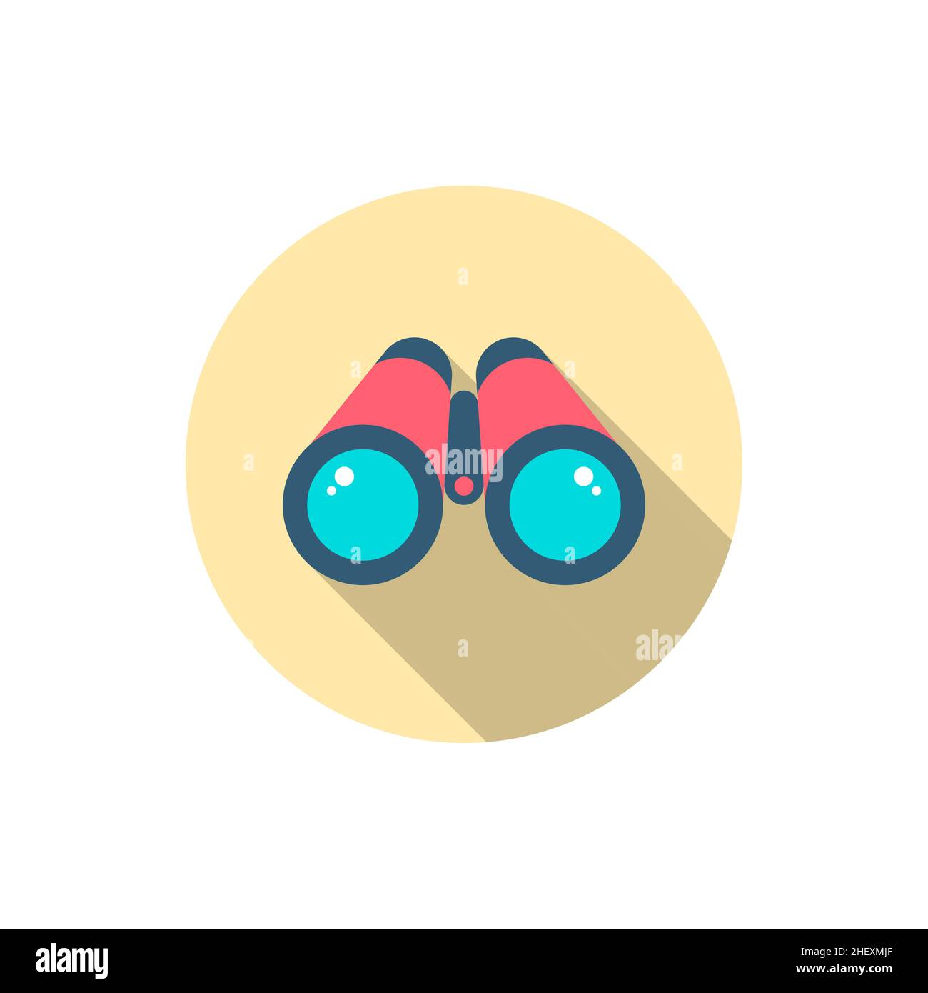 Binoculars flat icon with long shadow on color background , vector illustration , eps10 Stock Vector
