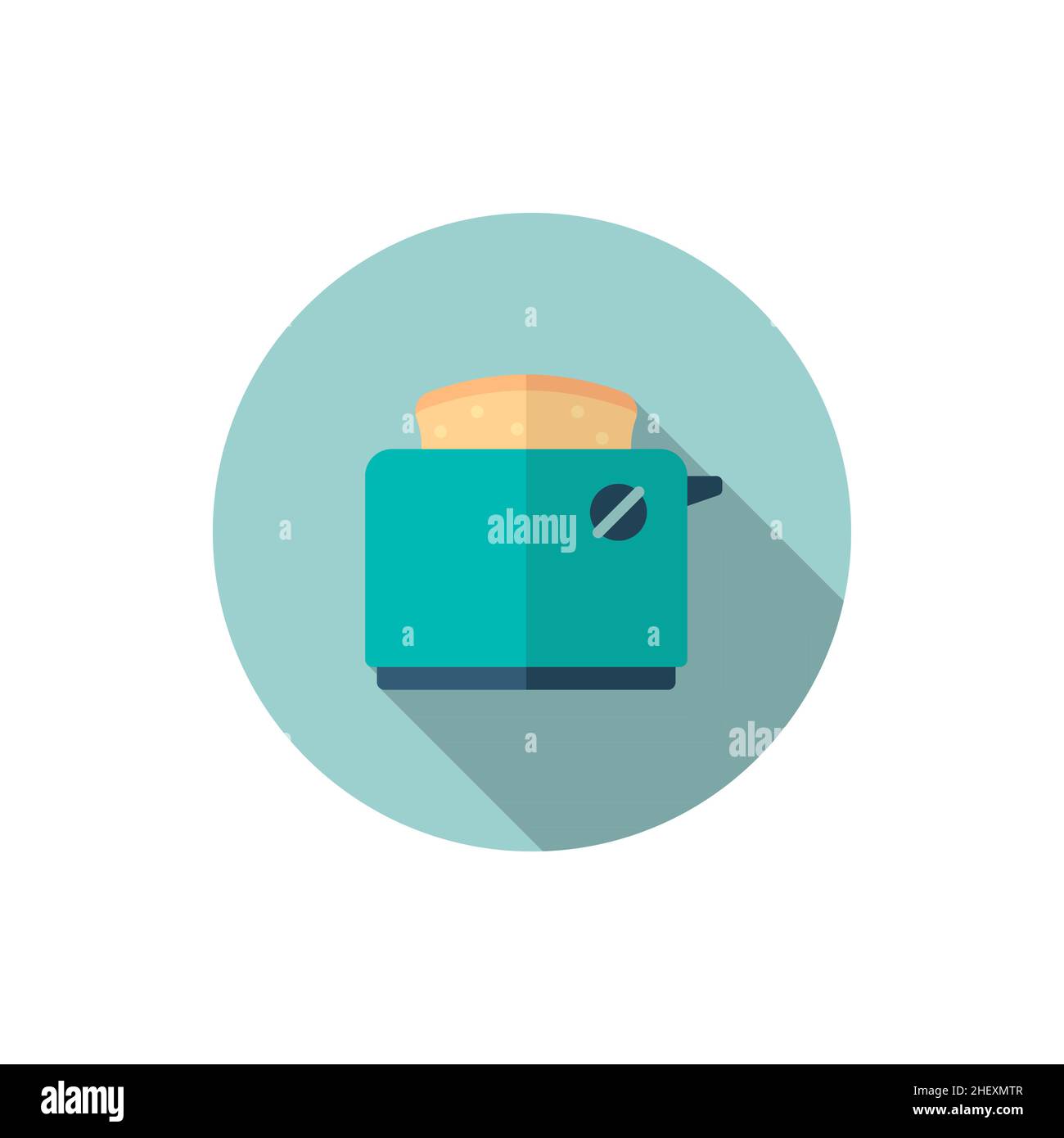 Kitchenware grill toaster flat icon with long shadow,circle,eps10,interface,button Stock Vector