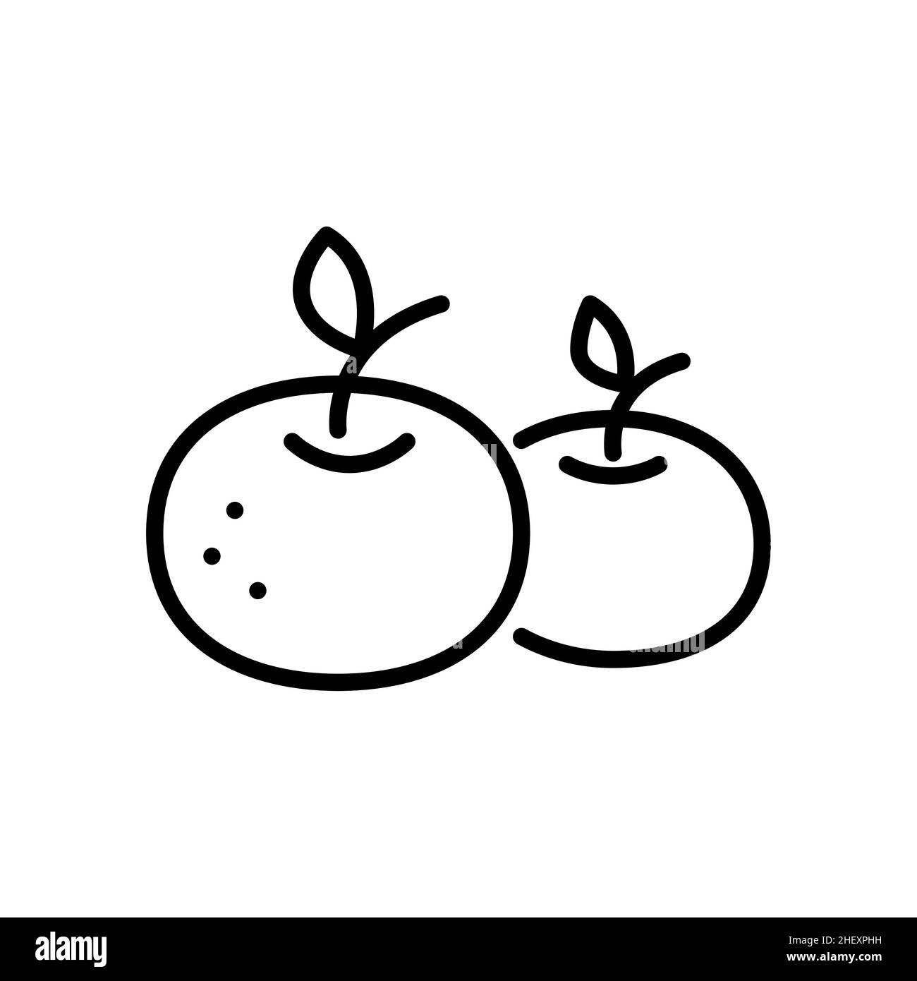 Chinese tangerines. Symbols of New Year. Pixel perfect, editable stroke icon Stock Vector